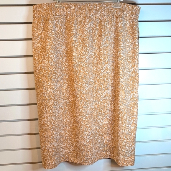 J Crew Pull On Pencil Midi Skirt Golden Floral Print Skirt Size  XXL NWT - Picture 6 of 9
